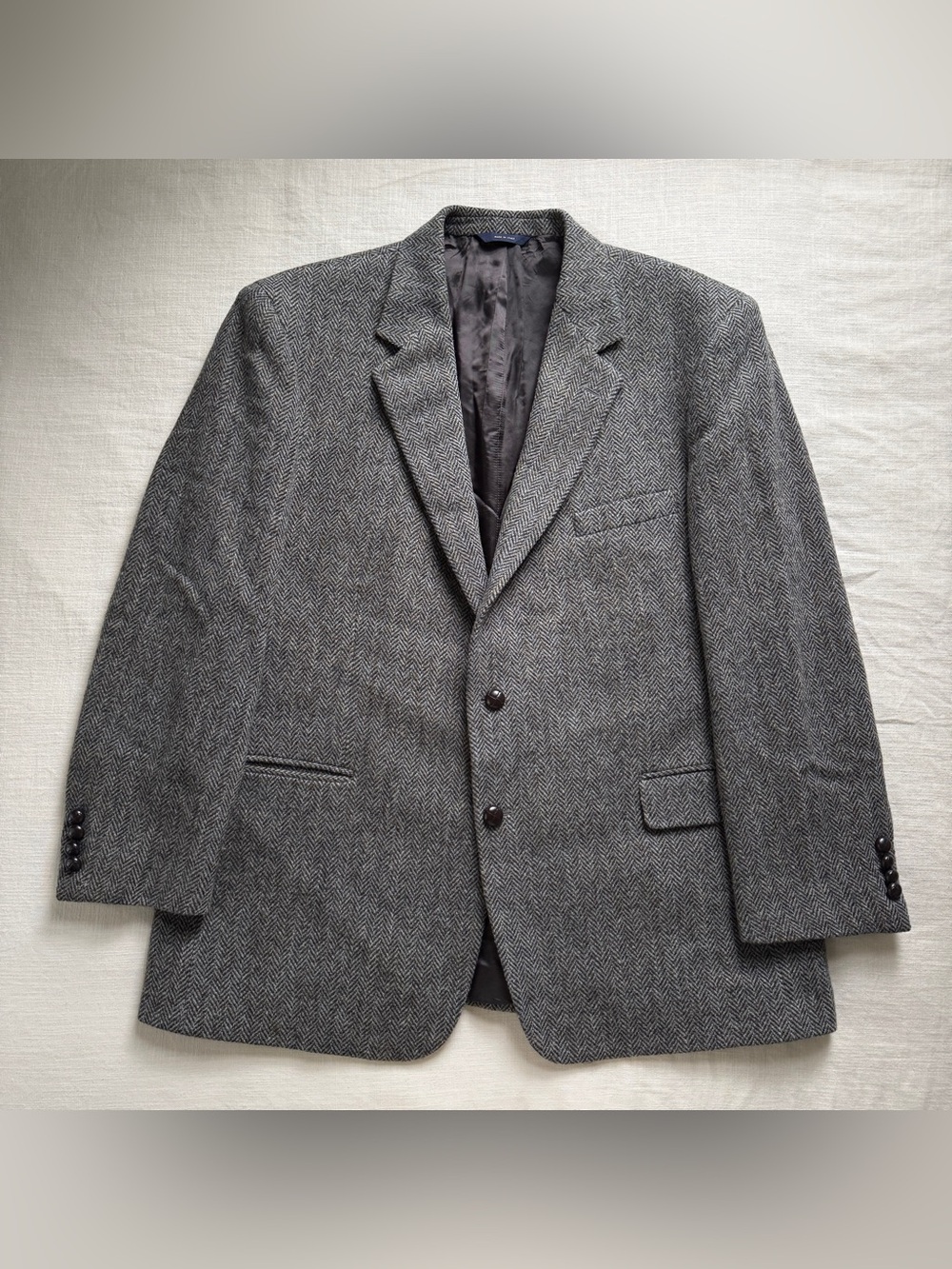 Brooks Brothers Harris Tweed Herringbone Wool Blazer Made in Italy 46R